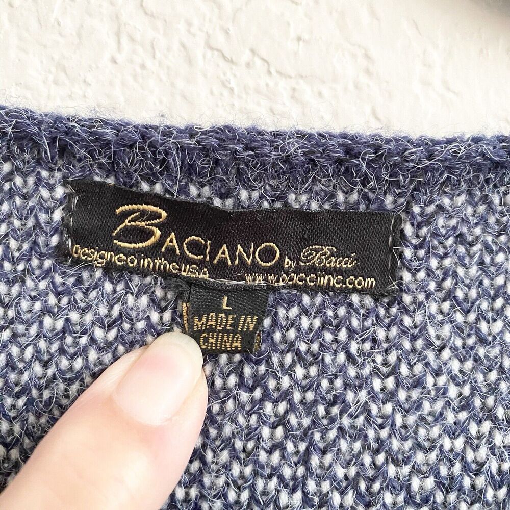 Baciano Stripe Print Open Gray Front Sweater Jack… - image 5